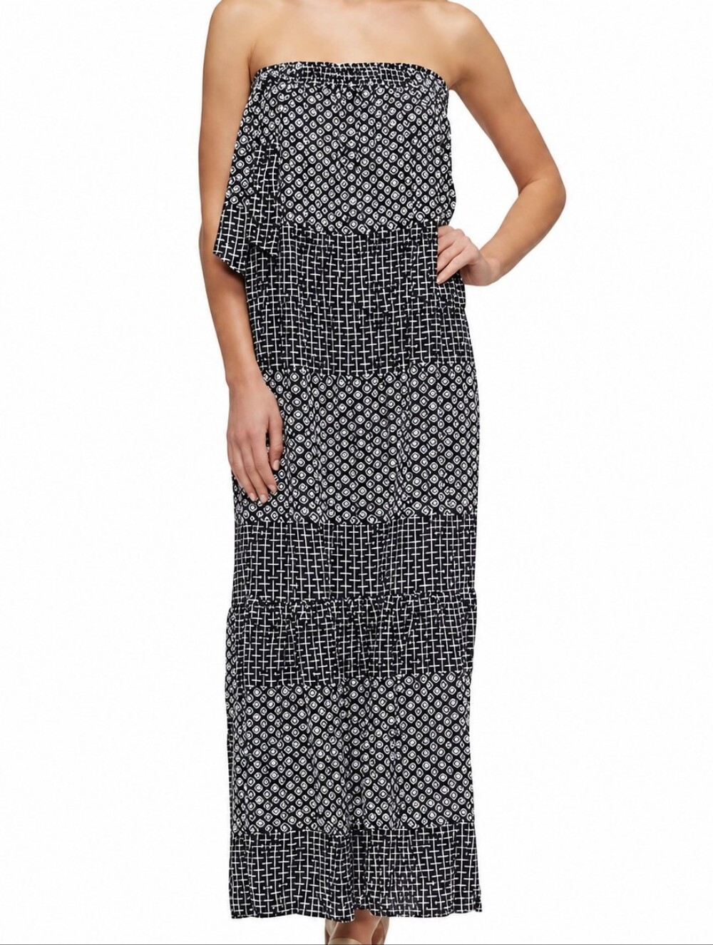 Tavik Boho Chic Summer Resort Wear Strapless Maxi  Smocked Dress Size Small